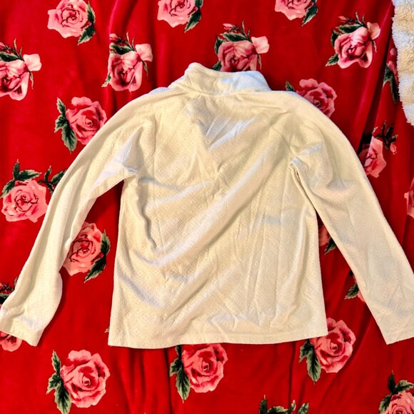 Eddie Bauer Geometric Polar Fleece 1/4 Zip Pullover | White | Women’s M Like New - Picture 8 of 16